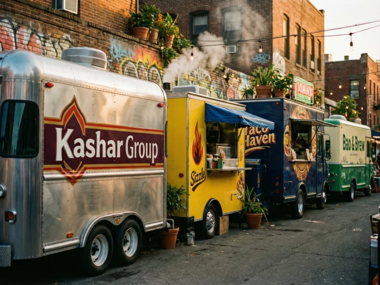 Mobile Solutions Food trucks: Kashar Group, Sizzle, Taco Haven, Bao & Brew lined up