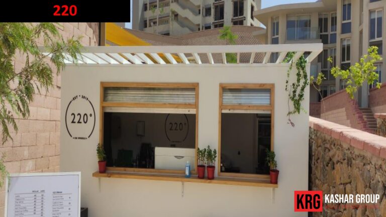 Mobile Solutions 220 Degrees ice cream shop with outdoor seating and menu
