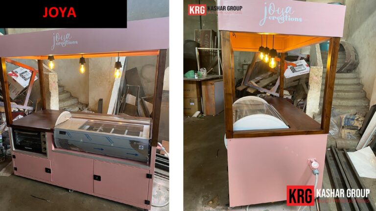 Mobile Solutions Pink food trailer cart with "JOYA creations" logo