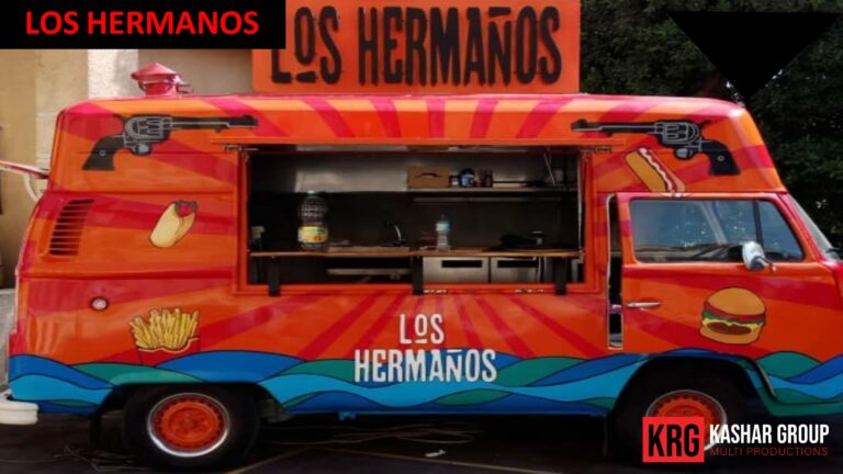 Mobile Solutions Los Hermanos food trailer with colorful graphics and food illustrations