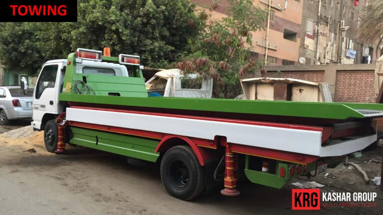 Mobile Solutions Green KRG Towing truck with KASHAR GROUP logo